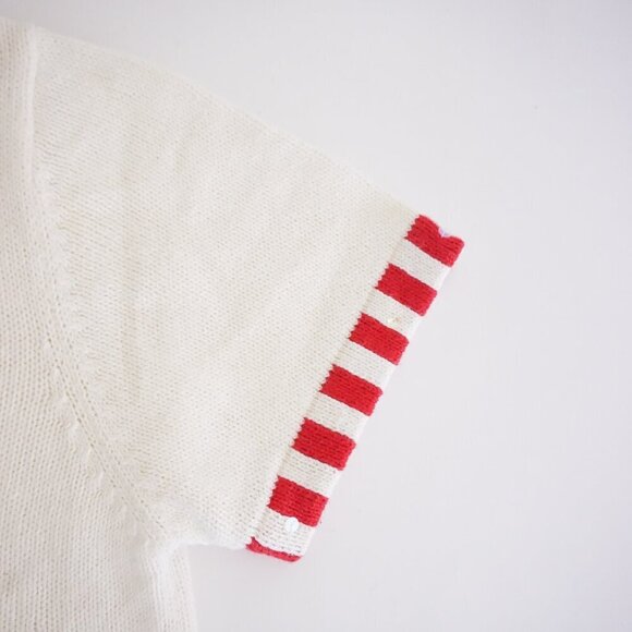 The Quacker Factory White Knit Red Patriotic USA Independence Day Cardigan S - Picture 10 of 11